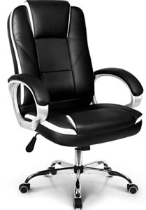 neo chair office chair computer desk chair gaming – ergonomic high back cushion lumbar support with wheels comfortable black leather racing seat adjustable swivel rolling home executive