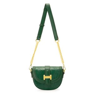 bigmiss women’s saddle crossbody bag small shoulder bag pu leather handbag with chain strap fashion clutch satchel purse