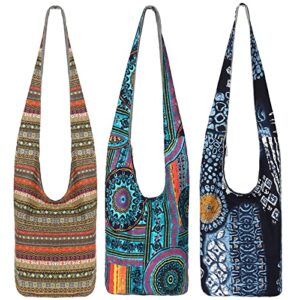 cunno 3 pieces boho bags for women crossbody hippie handbags bohemian hippie bags ethnic style bag lady’s hippie crossbody shoulder bag women tourist handbag for women men unisex
