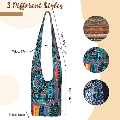 Cunno 3 Pieces Boho Bags for Women Crossbody Hippie Handbags Bohemian Hippie Bags Ethnic Style Bag Lady's Hippie Crossbody Shoulder Bag Women Tourist Handbag for Women Men Unisex