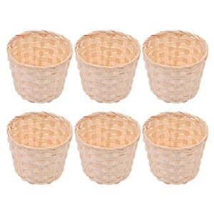 stobok wedding favors 6pcs mini woven basket, small wicker baskets miniature flower basket rattan storage baskets container for party favors crafts decor small woven basket