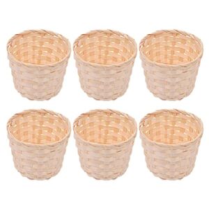 STOBOK Wedding Favors 6Pcs Mini Woven Basket, Small Wicker Baskets Miniature Flower Basket Rattan Storage Baskets Container for Party Favors Crafts Decor Small Woven Basket