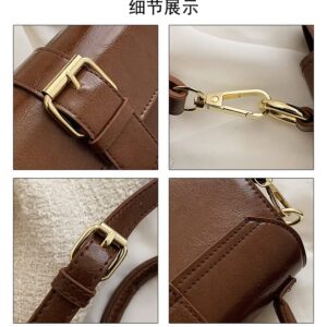 Segardo Top Handle Mini Satchel Bag Crossbody Purse Handheld Small Square Bag Ladies Simple One Shoulder Messenger Bag (Brown)