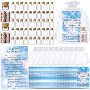 50 sets funeral favors set 50 pcs celebration of life prayer cards for memorial 50 pcs seeds glass bottles with cork stopper 50 pcs organza bags for funeral bereavement loss of loved one