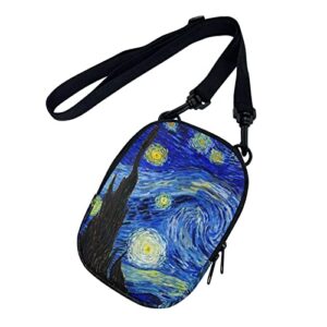 coloranimal van gogh crossbody bags for women men oil painting starry night shoulder satchel small messenger sling bags cellphone tote purse