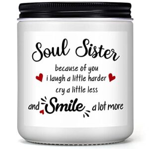 cingue soul sister gift for women – funny sisters gifts from sister unique lavender scented candle for birthday mothers day christmas friendship present for best friend big little sister in law