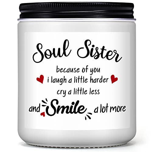 CINGUE Soul Sister Gift for Women - Funny Sisters Gifts from Sister Unique Lavender Scented Candle for Birthday Mothers Day Christmas Friendship Present for Best Friend Big Little Sister in Law