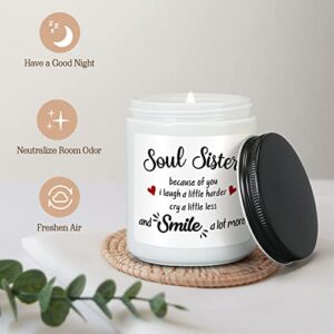 CINGUE Soul Sister Gift for Women - Funny Sisters Gifts from Sister Unique Lavender Scented Candle for Birthday Mothers Day Christmas Friendship Present for Best Friend Big Little Sister in Law