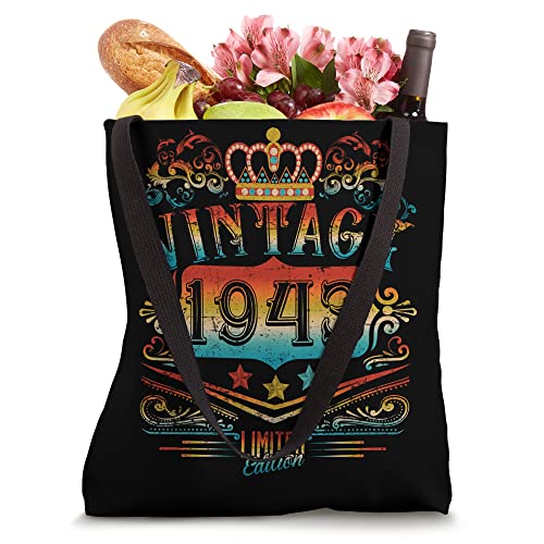 80 Year Old Gifts Vintage 1943 80th Men Women 80th Birthday Tote Bag