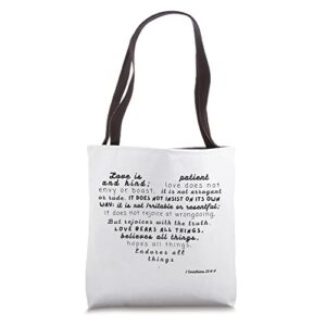 biblical love 1 corinthians 13 heart by 24/15 tote bag