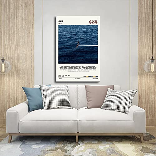 Darxan Sza Poster Sza Sos Poster Album Cover Poster Canvas Poster Wall Art Decor Print Picture Paintings for Living Room Bedroom Decoration Unframe-style 12x18inch(30x45cm)