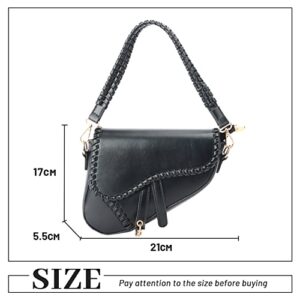 KUANG! Women Saddle Tote Handbag Purse Woven Underarm Satchel Clutch Shoulder Purse Crossbody Bag