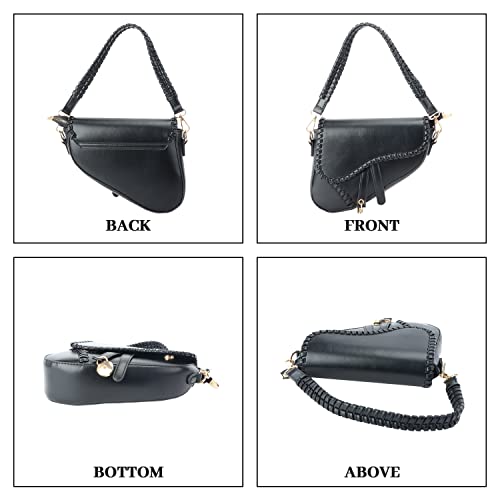 KUANG! Women Saddle Tote Handbag Purse Woven Underarm Satchel Clutch Shoulder Purse Crossbody Bag