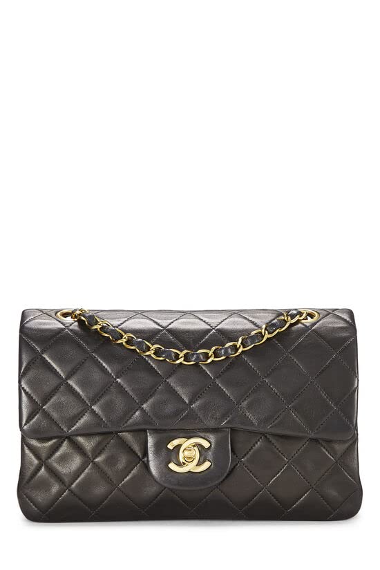 CHANEL, Pre-Loved Black Quilted Lambskin Classic Double Flap Small, Black