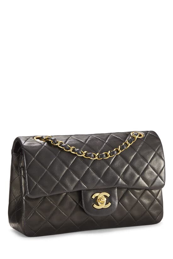 CHANEL, Pre-Loved Black Quilted Lambskin Classic Double Flap Small, Black