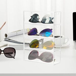 JOYMOMO Sunglasses Organizer Clear Acrylic 4-Drawer Storage Sunglasses Holder Organizer for Eyeglass Organizer, Reading Glasses, Eye Glass Cases, Accessories - Use Stackable(Without Sunglasses)