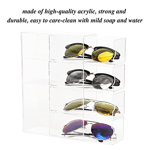 JOYMOMO Sunglasses Organizer Clear Acrylic 4-Drawer Storage Sunglasses Holder Organizer for Eyeglass Organizer, Reading Glasses, Eye Glass Cases, Accessories - Use Stackable(Without Sunglasses)