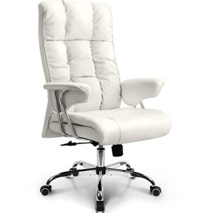 neo chair office chair computer desk chair gaming – ergonomic high back cushion lumbar support with wheels comfortable white upholstered leather racing seat adjustable swivel rolling home executive