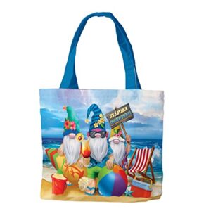 summer gnomes humor canvas tote bag beach scene canvas tote bag 14.5″ x 15″ briarwood lane