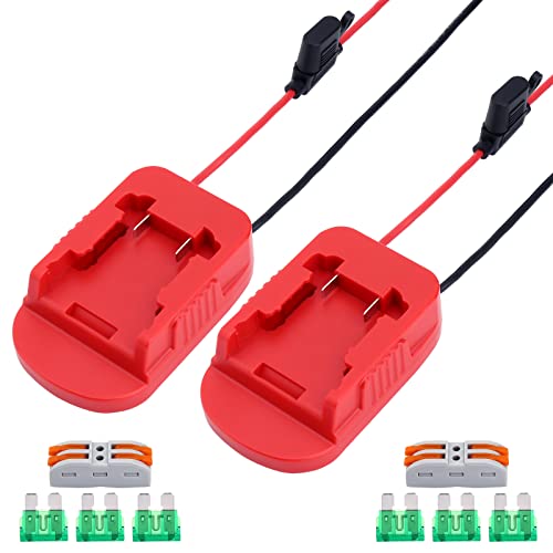 Biswaye 2-Pack Power Wheels Adapter Compatible with Milwaukee M18 18V Battery for Ride on Toys Rc Car Dune Racer Truck or Robotics or DIY Use, Converter with Fuses & Wire Terminals