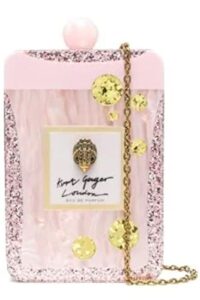 kurt geiger women’s perfume clutch kiss lock pink glitter acrylic shoulder bag