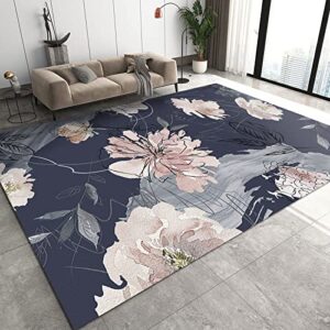 fymurol pink flower bedroom rug, watercolor style decorative rug, 3d printing washable non-slip rug large area soft, suitable for living room dining room entrance corridor dormitory-5ft×7ft