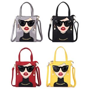 ENJOININ Novelty Women's 3D Lady Face Purses Top Handle Satchel Handbags Tote Funky Crossbody Shoulder Bags Party Clutch Bag