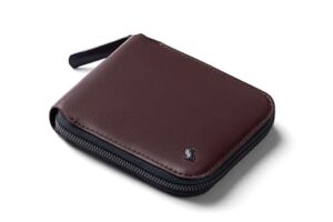 bellroy zip wallet (leather wallet, rfid blocking, coin pouch) – deep plum