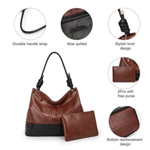 Shoulder Bags for Women Hobo Bags Tote Handbags Purse Vegan Leather Bucket Bag Large Waterproof with Small Wallet 2Pcs Set