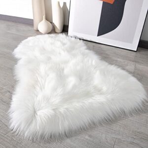 vocrite white faux fur rug, fluffy sheepskin rug, 2×3 feet small soft area rug, shag fuzzy machine washable rug for bedroom, living room, throw rugs for kids room, classroom, dorm