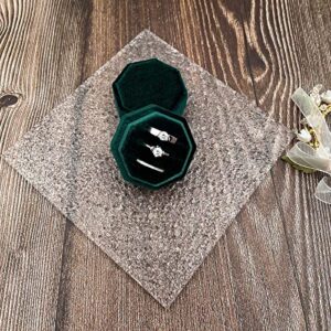 Beatilog Velvet Ring Box 3 Slots - Octagonal Premium Rings Holder Handmade Ring Bearer Jewelry Storage Organizer for Wedding Ceremony, Christmas, Photography Prop (Emerald)