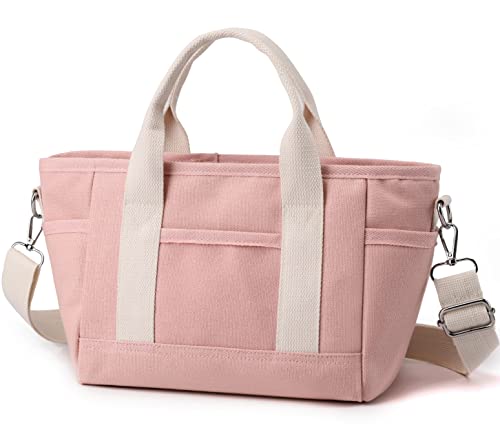 Canvas Tote Bag Small Crossbody Bag For Women Hobo Shoulder Handbags Purses Cute pink