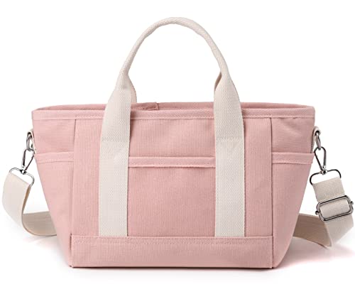 Canvas Tote Bag Small Crossbody Bag For Women Hobo Shoulder Handbags Purses Cute pink