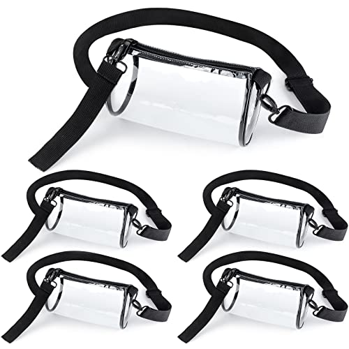 5 Pieces Black Clear Bag Stadium Approved Clear Plastic Purse Crossbody Concert Bag Lightweight See Through Bag for Women Work Concerts Festivals Sports Stadium Events