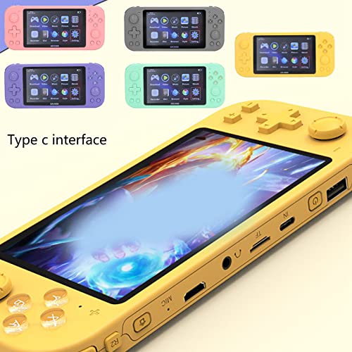 Bewinner Electric Handheld Game Player for Kids, Portable Retro Video Game Player with 5.1inch HD Display Screen, USB C Rechargeable Arcade Gaming Player, Birthday Present (Yellow)