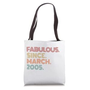 vintage fabulous since march 2005 retro 18th birthday tote bag