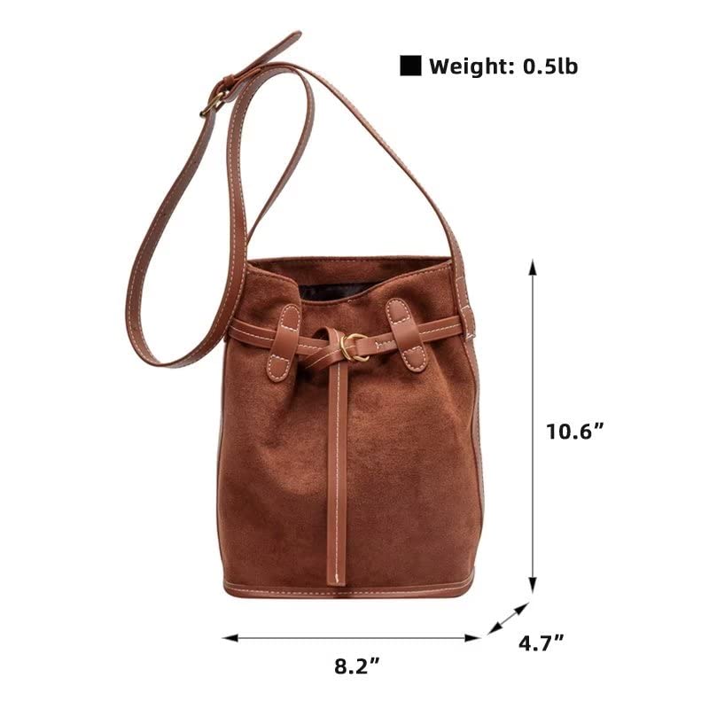 Mudono Shoulder Bag for Women Vintage Suede Bucket Bag Designer Crossbody Purse Hobo Leather Handbag Purse
