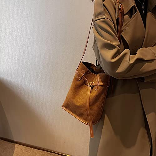 Mudono Shoulder Bag for Women Vintage Suede Bucket Bag Designer Crossbody Purse Hobo Leather Handbag Purse