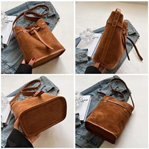 Mudono Shoulder Bag for Women Vintage Suede Bucket Bag Designer Crossbody Purse Hobo Leather Handbag Purse