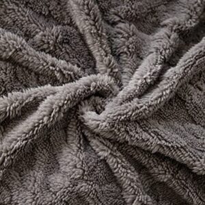 Thick Sherpa Throw Blanket Fleece Plush Blanket for Couch Sofa Boho Pattern Soft Warm Blanket for Winter,Gray,60“x80