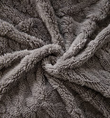 Thick Sherpa Throw Blanket Fleece Plush Blanket for Couch Sofa Boho Pattern Soft Warm Blanket for Winter,Gray,60“x80