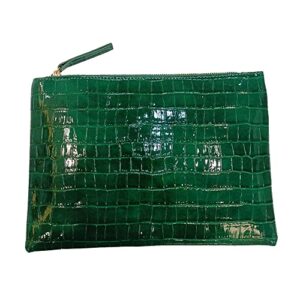 nigedu women envelope clutch purse bag fashion crocodile embossed pu leather oversized ladies evening party clutches (green)