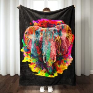 elephant blanket super soft warm elephant throw blanket – lightweight cozy flannel throw blanket for all seasons bed couch sofa office decor, gift for girls and boys women and man 50″x40″
