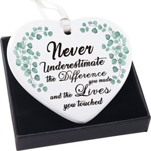 coworker gifts for retirement, appreciation or leaving gifts for colleagues, never underestimate the difference, coworker retired hanging decor sign hp001