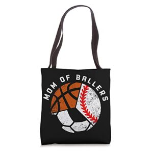 mom of ballers funny baseball soccer basketball mom tote bag