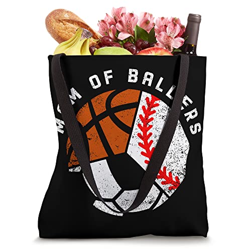 Mom Of Ballers Funny Baseball Soccer Basketball Mom Tote Bag