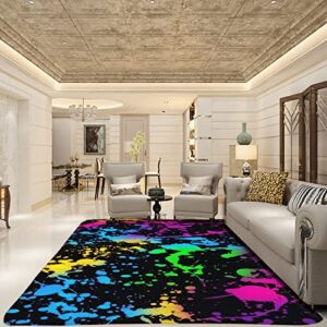Large Area Rugs for Living Room Glow in The Dark Splatter Neon Blacklight Non-Slip Floor Mat Carpets Bedroom Pad Home Decor 3x5
