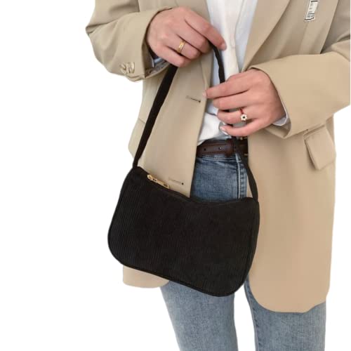 Fashion Corduroy Underarm Bag Casual Women Tote Shoulder Bag Clutch Purse Travel Handbag