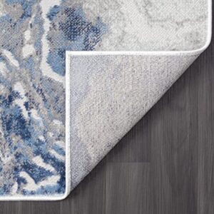 Abani Atlas 6'x9' Blue/Grey Area Rug, Abstract Marble - Durable Non-Shedding - Easy to Clean