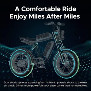 ENGWE M20 Ebikes for Adults - 750W Motor 4.0 * 20" Fat Tire Offroad Cruiser E Motorcycle 28MPH 94Miles Long Range for 48V13A Dual Battery Option, Shimano 7-Speed Gears Full Suspension UL Certified